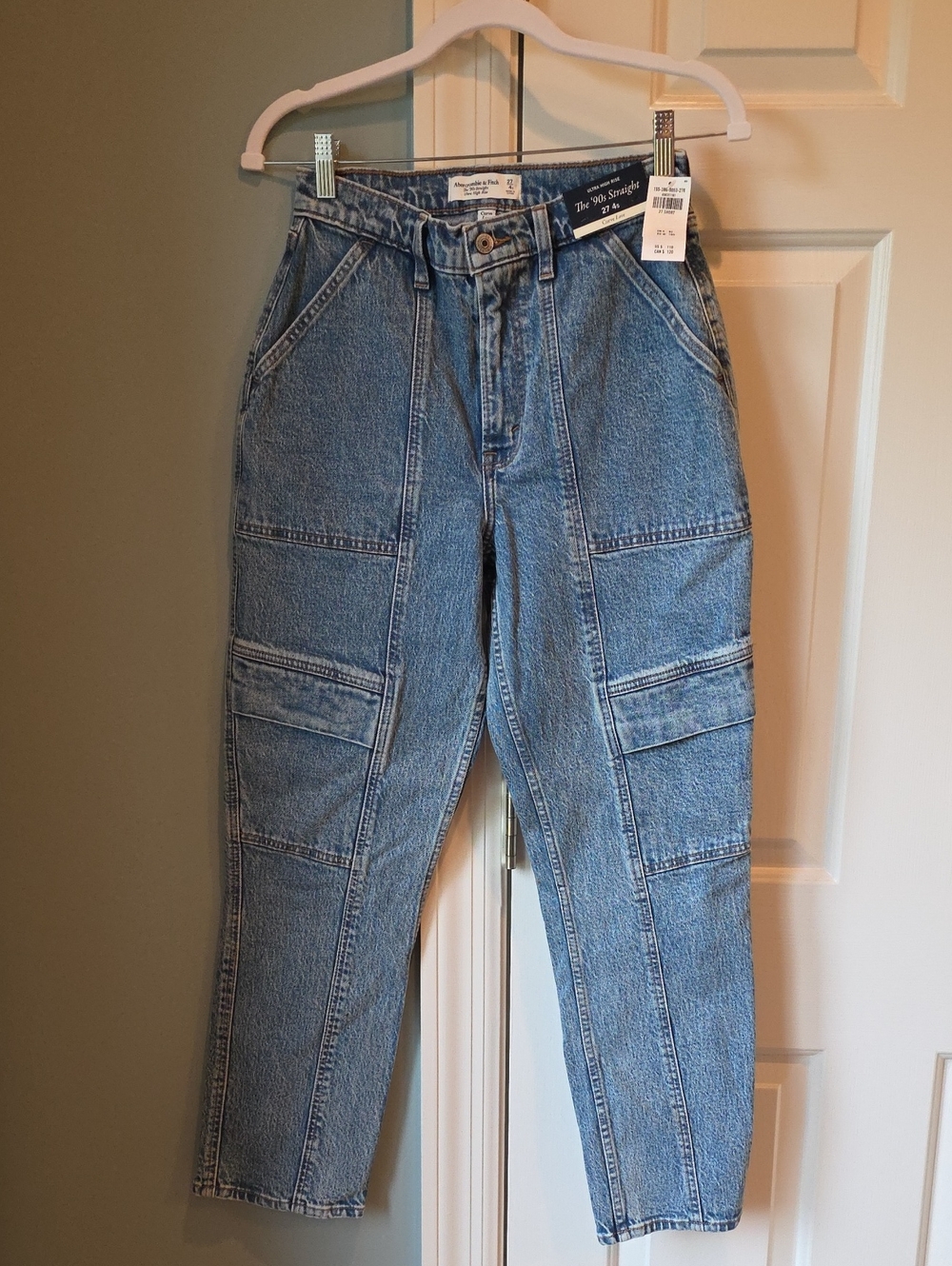 Abercrombie & Fitch Light Blue 90s Straight Jeans - Paneled Utility Style